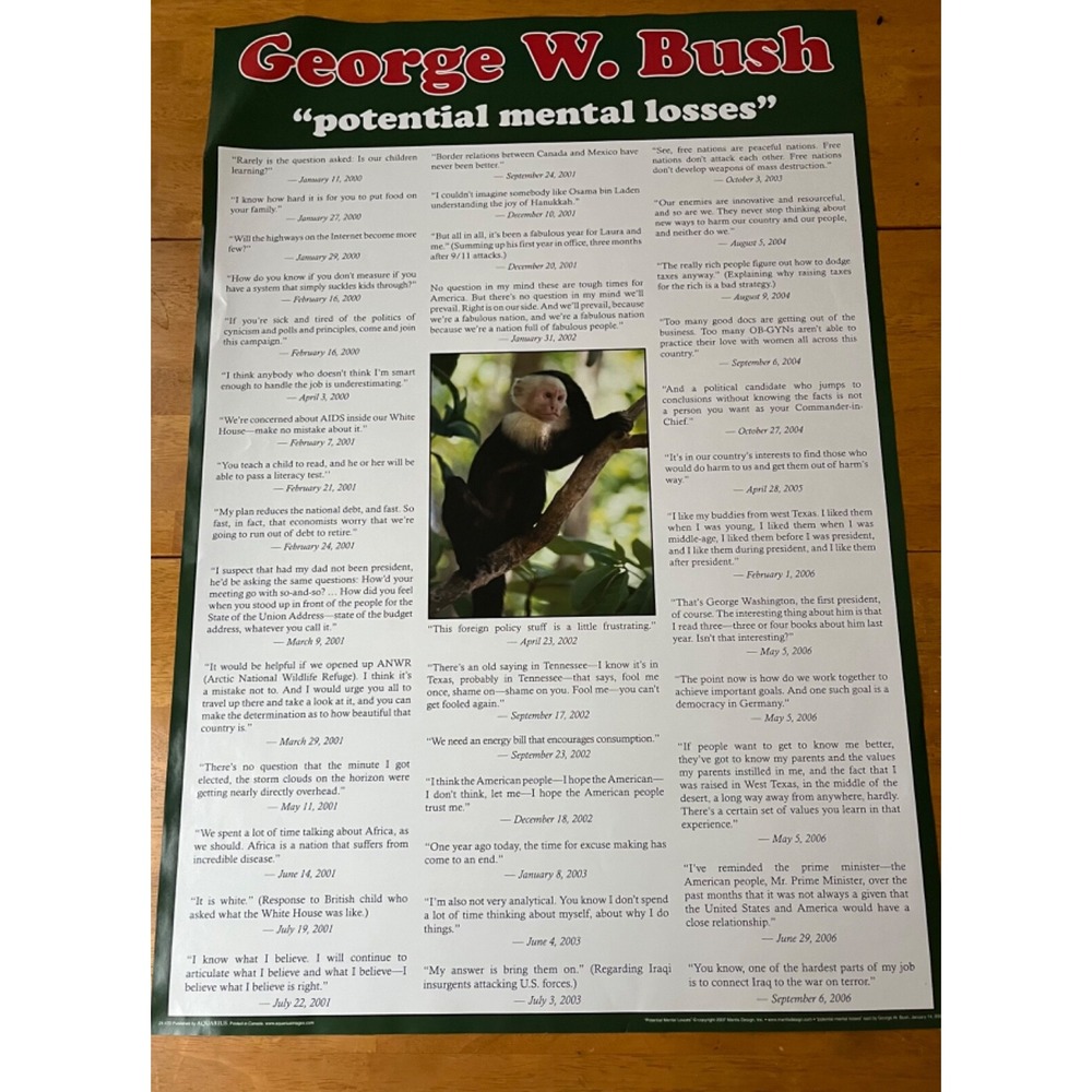 Large Poster George W Bush Potential Mental Losses College Collection Wall Room